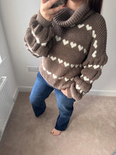 Load image into Gallery viewer, HALLIE Heart Roll Neck - Choc