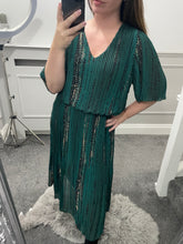 Load image into Gallery viewer, DARCEY Pleated Tiered Dress - Green