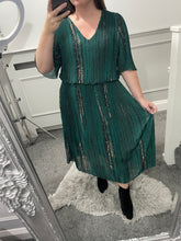 Load image into Gallery viewer, DARCEY Pleated Tiered Dress - Green