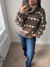 Load image into Gallery viewer, HALLIE Heart Roll Neck - Choc