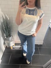 Load image into Gallery viewer, COVE Crochet Tee - White/Blue