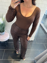 Load image into Gallery viewer, SASSY Sequin Trousers - Chocolate