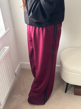 Load image into Gallery viewer, STACEY Stripe Wideleg Joggers - Burgandy
