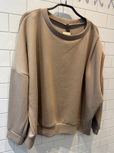 PIPPA Pleated Sleeve Sweatershirt - Beige