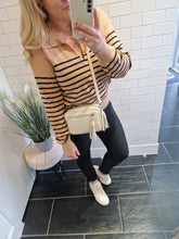 Load image into Gallery viewer, SERENA Striped Collared Jumper - Camel
