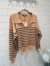 Load image into Gallery viewer, SERENA Striped Collared Jumper - Camel
