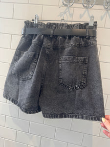 ALISHA A Line Denim Shorts - Black