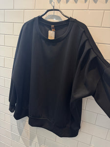 PIPPA Pleated Sleeve Sweatershirt - Black