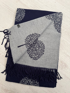 MAGGIE Tree Cashmere Scarf - Navy