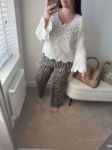 ANNABELLE Zebra Trouser - Cream