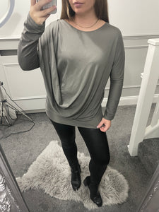 DRAPE Basic Long Sleeve Top - Mushroom