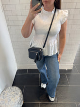 Load image into Gallery viewer, SHERRY Shirred Peplum Top - White
