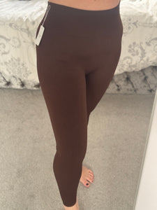 REBECCA Ribbed Leggings - Chocolate