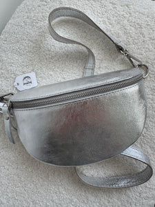 SAINTY Leather Sling Bag - Silver