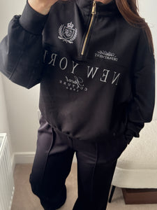 NEWYORK 1/2 Zip Sweater - Black