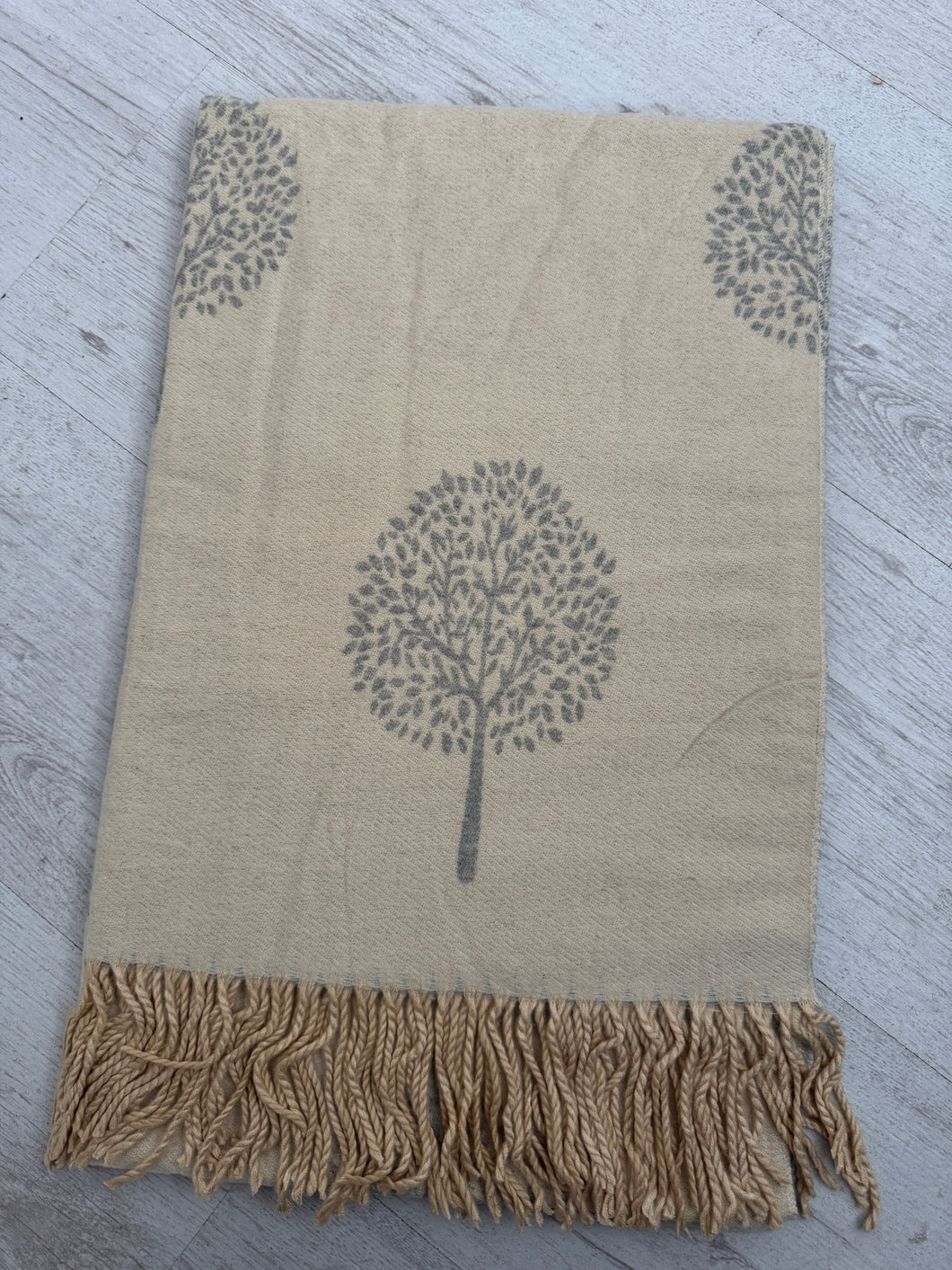 MAGGIE Tree Cashmere Scarf - Cream