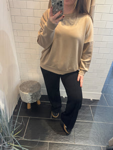 PIPPA Pleated Sleeve Sweatershirt - Beige
