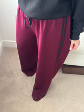 Load image into Gallery viewer, STACEY Stripe Wideleg Joggers - Burgandy
