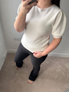 REMI Ribbed Sleeve Knit - White