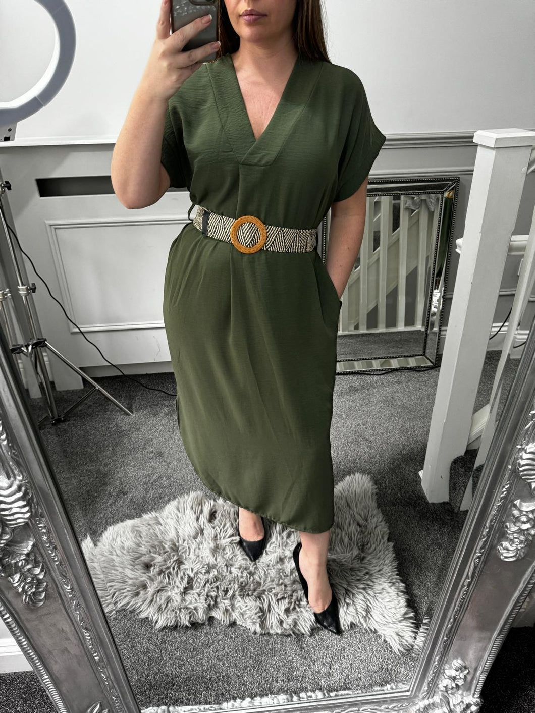 MEXX Belted Dress - Khaki