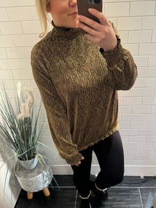 Shimmer Hi Neck Blouse - Gold