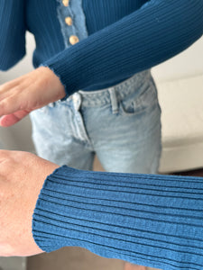 REBECCA V Ribbed Top