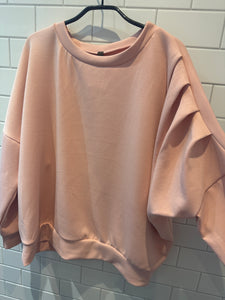 PIPPA Pleated Sleeve Sweatershirt - Blush