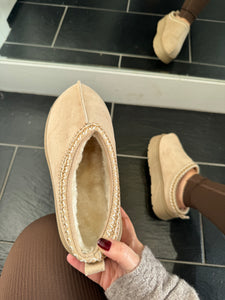 SAMSON Faux Suede Mules - Sand