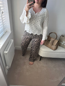 ANNABELLE Zebra Trouser - Cream