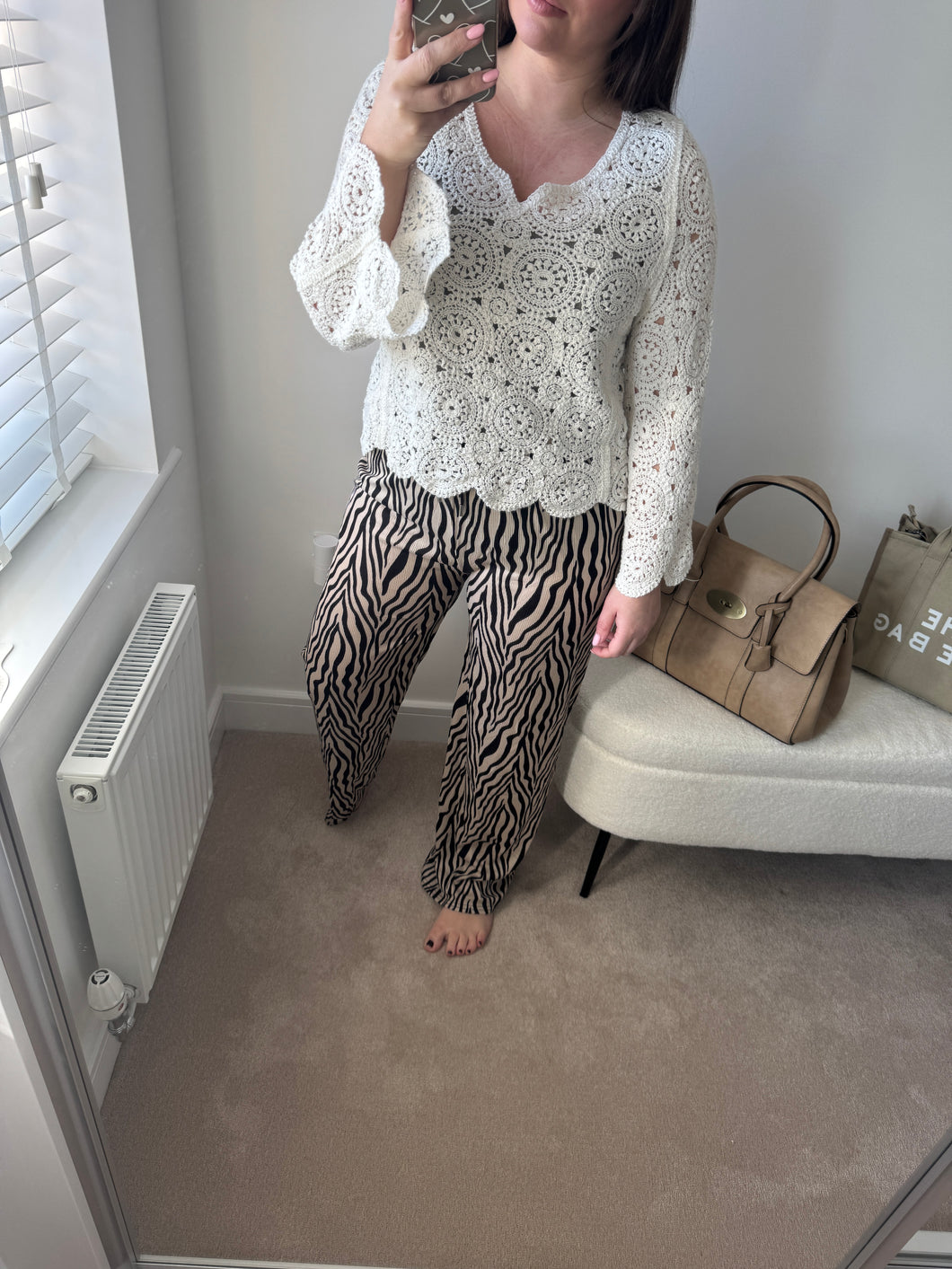ANNABELLE Zebra Trouser - Cream