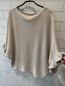 BETSY Frill Batwing Knit - Beige
