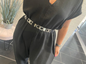 MELLIE Chain Belt - Silver/Black