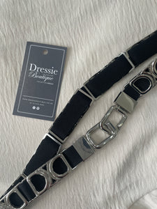 MELLIE Chain Belt - Silver/Black