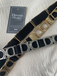 MELLIE Chain Belt - Silver/Black