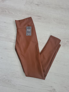 PIXIE Leather Look Leggings - Tan