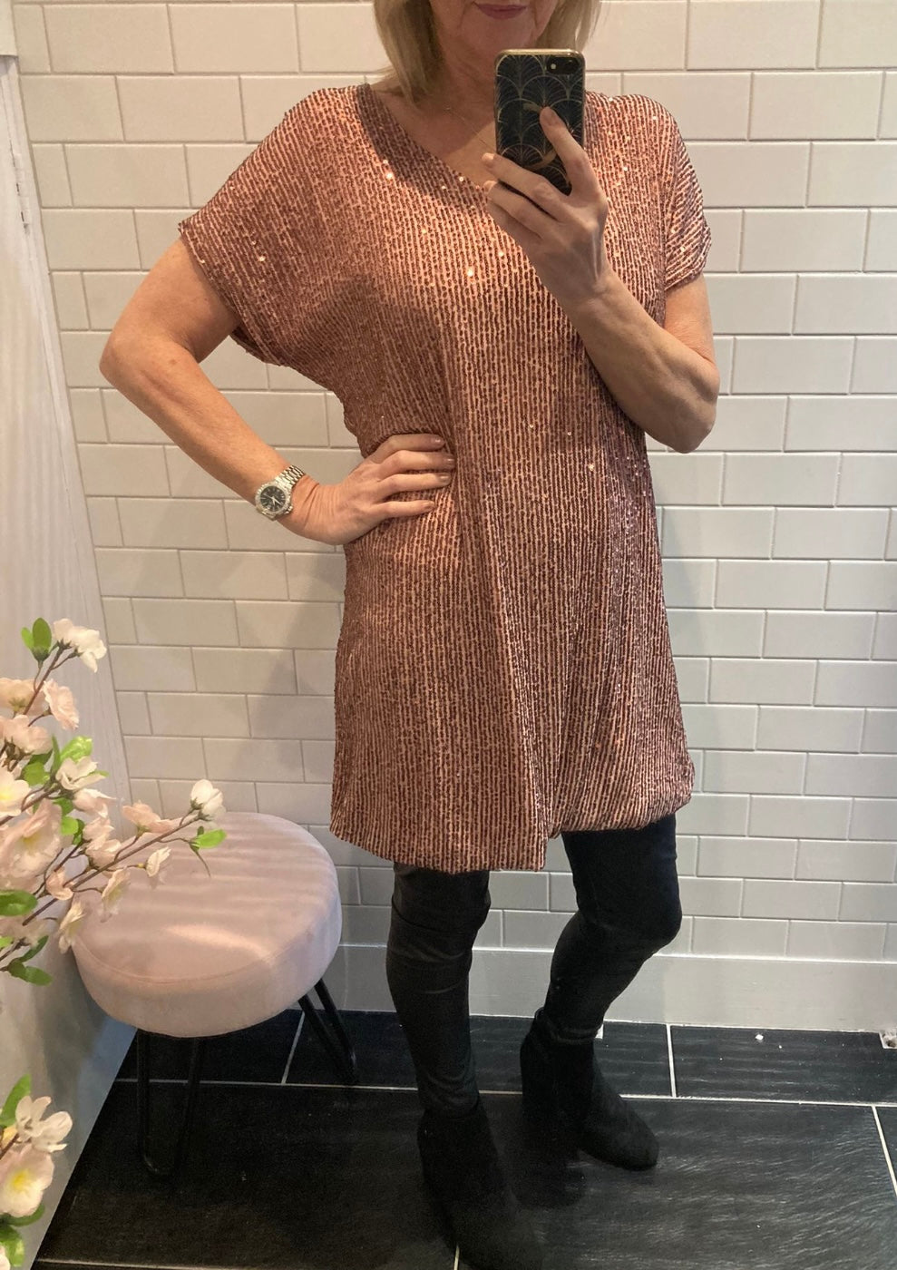 Rose gold clearance short sleeve dress